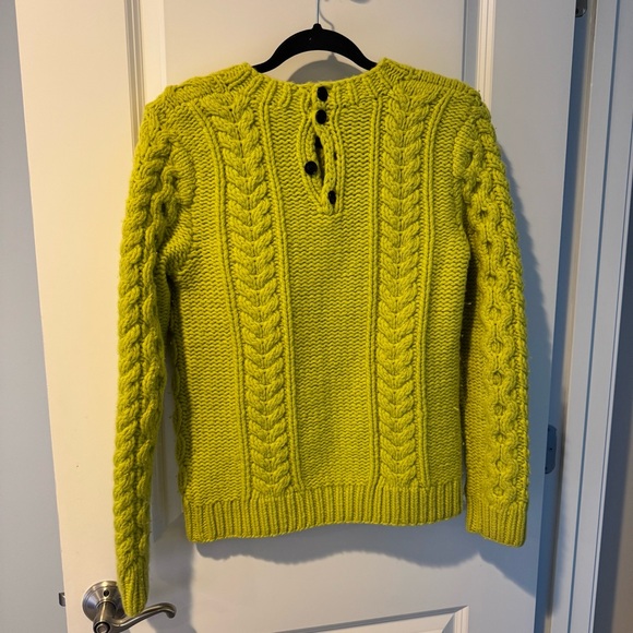 JOSEPH Lime Green Cable Knit Sweater Crewneck | M - Picture 5 of 5